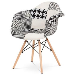 Retro stolička v žiadanom čierno-bielom prevedení patchwork