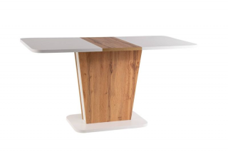 Rozkladací stôl z laminovanej dosky 110-145, biely mat/dub wotan