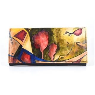 Ručne maľovaná kožená peňaženka s motívom Abstrakt nr.2