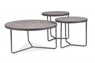 Sada troch konferenčných stolíkov, čierny mat/sivá/efekt mramoru
