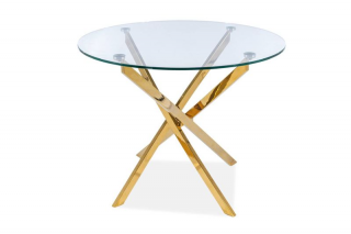 Sklený okrúhly jedálenský stôl, zlatá/sklo (n201086)