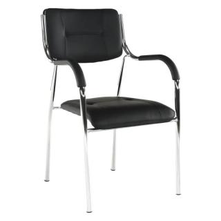 Stohovateľná stolička, čierna ekokoža (k255197)