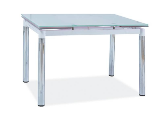 Stôl rozkladací, doska z tvrdeného skla 110-170, chróm/biely