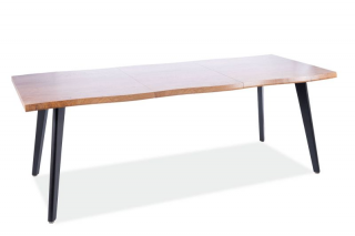 Stôl rozkladací so zvlnenými hranami stolovej dosky 150-210, dub/čierny mat