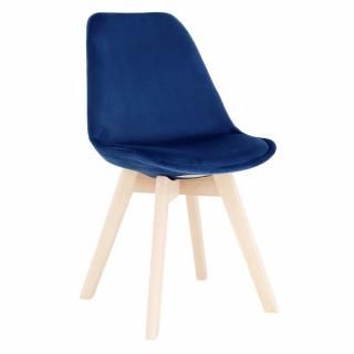 Stolička s mäkkým sedadlom modrá Velvet látka/buk (k284342)