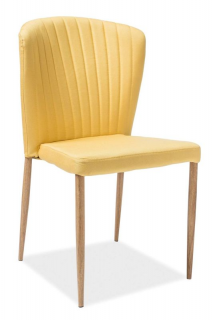 Stolička so zaobleným prešívaným operadlom, dub/žltá