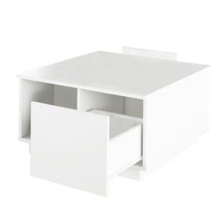Štvorcový konferenčný stolík so zásuvkou, biela (k238059)