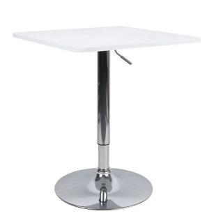 Štvorcový otočný barový stôl s nastaviteľnou výškou biely