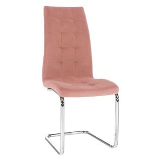Štýlová a moderná jedálenská stolička v ružovej látke