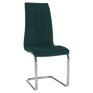 Štýlová a moderná jedálenská stolička v smaragdovej látke