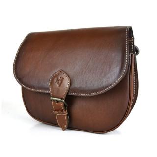 Unikátna kožená kabelka, ručne tieňovaná, hnedá svetlá