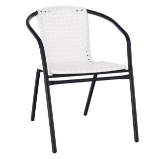 Záhradná stohovateľná stolička, biela/čierna (k194799)