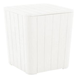 Záhradný úložný box/príručný stolík, biely (k277735)