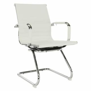 Zasadacia stolička potiahnutá bielou ekokožou (k255409)