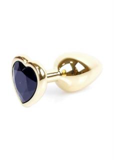 Análny kolík (šperk) Jawellery Gold HEART PLUG čierny