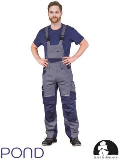 Pracovné nohavice s náprsenkov LH-POND-B SG Farba: sivo - modrá, Veľkosť číslo: 62
