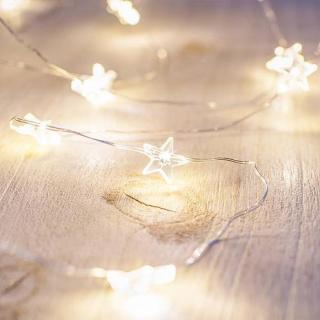 Reťaz Vianoce Micro Star, 20 LED teplá biela, jednoduché svietenie, 3xAA, interiér, osvetlenie, L-1,90 m