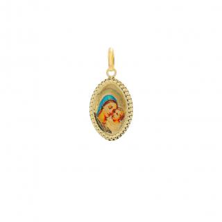 Zlatý oválny medailón Božej Matky s dieťaťom