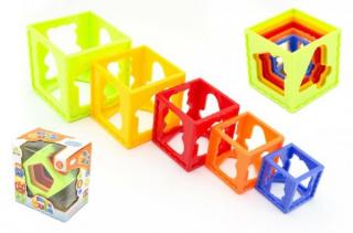Teddies Pyramída skladačka hranatá plast 5ks v krabičke 15x16x10cm