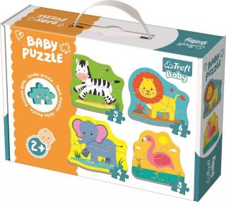 TREFL Baby puzzle Zvieratá na safari 4 v 1 (3, 4, 5 a 6 dielikov)