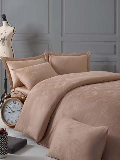 Damaškové posteľné obliečky Beluga svetlo hnedá issimo Home Materiál: JACQUARD 100% BAVLNA, Rozmer: 1x70x90/1x140x200cm, Farba: Svetlo hnedá