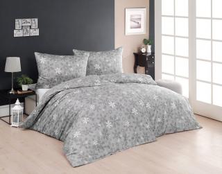 Krepové posteľné obliečky Vločky šedé Materiál: KREP DE LUXE, Rozmer: 1x70x90/1x140x200cm