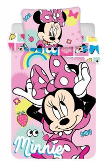 Obliečky do postieľky Minnie Pink square baby Disney Materiál: Hladká bavlna, Rozmer: 1x40x60/1x100x135cm