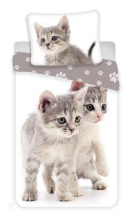 Posteľné obliečky Kitten grey Materiál: Hladká bavlna, Rozmer: 1x70x90/1x140x200cm