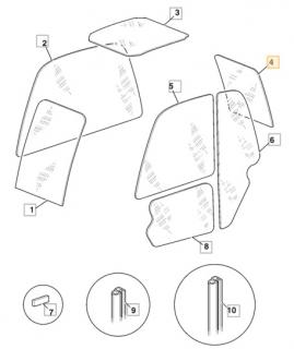 Zadné sklo teleskopického nakladača 525, 530, 535, 540, 827/80224