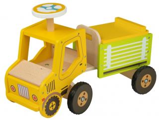 KidLand Drevené odrážadlo Ride-On Traktor žlté