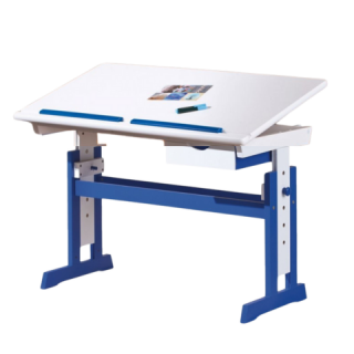 Rastúci písací stôl Halmar Paco 2 109x55x63-88 cm bielomodrý  - Bílá pracovní deska