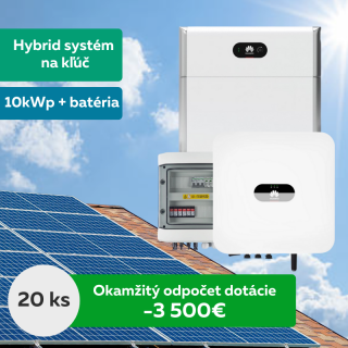 Hybrid Huawei Solárny systém 10kWp, 3 fázový - na kľúč bez čakania na dotáciu (Výroba elektrickej energie pre domácnosti - s batériami)