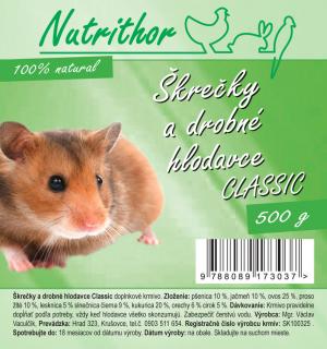 Nutrithor Škrečky a drobné hlodavce CLASSIC 25 kg (100 % Natural)