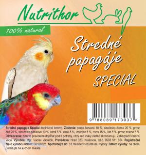 Nutrithor Stredné papagáje SPECIAL 1000 g (100 % Natural)