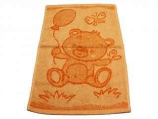 Obrázkový detský uterák pre materské školy 30x50 cm - Medvedík oranžový