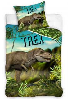 Bavlnené obliečky 140x200 + 70x90 cm - T-Rex v pralese