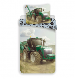 Bavlnené obliečky 140x200 + 70x90 cm - Traktor Green
