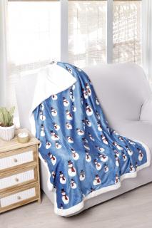 Detská deka s baránkom Snowman, darčekové balenie - modrá Rozměr: 125x155 cm