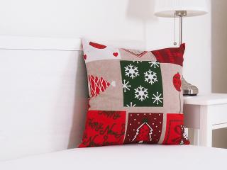 Vianočný dekoračný vankúšik 45x45 - Vianočný patchwork
