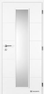 Interiérové ​​dvere biele Quatro Linea, presklenie (sklo mliečne - pieskované, farba biela, výplň voština, zámok BB)