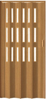 Shrnovací dveře plastové dub Luciana prosklené 3 (Standardní rozměr dveří 73 × 200 cm. Rozšíření možné až na šířku 197cm vyberte si šířku...)