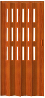 Shrnovací dveře plastové třešeň Luciana prosklené 3 (Standardní rozměr dveří 73 × 200 cm. Rozšíření možné až na šířku 197cm vyberte si šířku...)