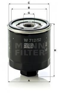 Olejový filter MANN FILTER W712/52