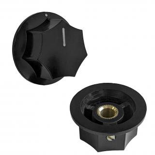 Sedemhranný gombík na potenciometer s hriadeľom o Ø 6 mm Rozmer: Ø23 x 15mm
