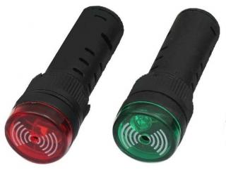 Signálna kontrolka 12 V a 24 V s LED a bzučiakom Farba: Červená, Napätie: 12 V, Priemer: 19 mm