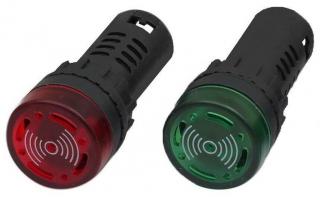 Signálna kontrolka 12 V a 24 V s LED a bzučiakom Farba: Zelená, Napätie: 24 V, Priemer: 28 mm