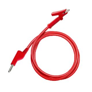 Testovací/laboratórny kábel Ø4 mm Farba: Červená, Model: Banánik-krokosvorka, Rozmer: 100 cm