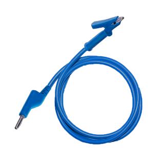 Testovací/laboratórny kábel Ø4 mm Farba: Modrá, Model: Banánik-krokosvorka, Rozmer: 100 cm