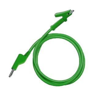 Testovací/laboratórny kábel Ø4 mm Farba: Zelená, Model: Banánik-krokosvorka, Rozmer: 100 cm