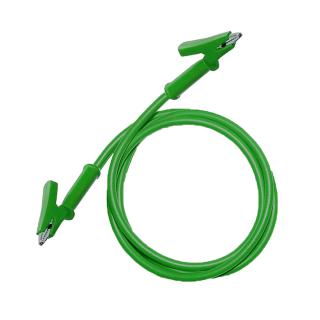 Testovací/laboratórny kábel Ø4 mm Farba: Zelená, Model: Krokosvorka-krokosvorka, Rozmer: 150 cm